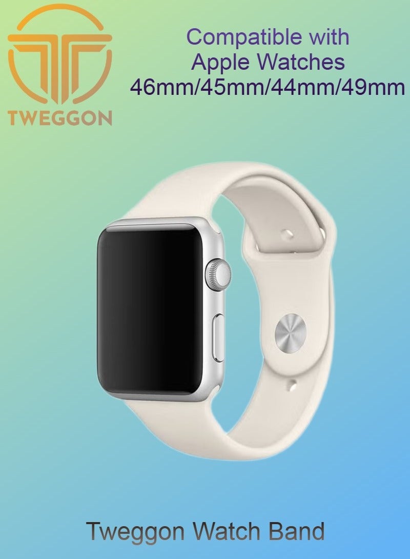 TWEGGON Silicone Sport Band/Strap for Apple Watch All Series Compatible with 46mm/45mm/44mm/49mm Starlight - Image 1